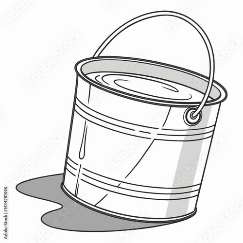 Paint Bucket Spilling Monochrome Illustration Decoration And Interior Design Concept