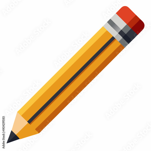 Simple Flat Vector Illustration Of A Sharpened Yellow Pencil