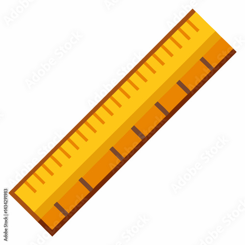 Vector Illustration Of A Yellow Ruler On A White Isolated Background