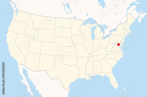 Location of the city Washington (District of Columbia) on a map of the Contiguous United States.
