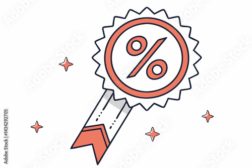 Sale Ribbon Badge Icon with Percentage