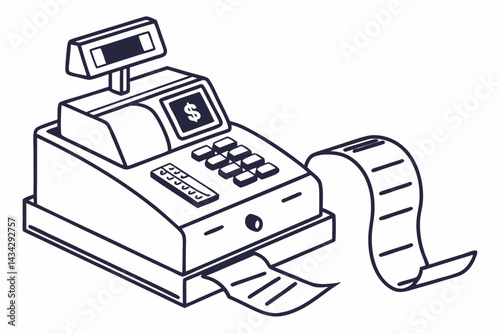 Billing Counter Icon with Monitor and Printer