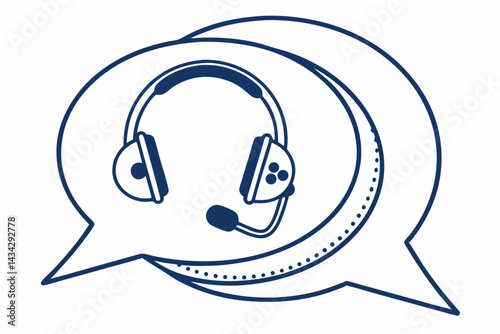 Chat Bubble Icon with Headset and Mic