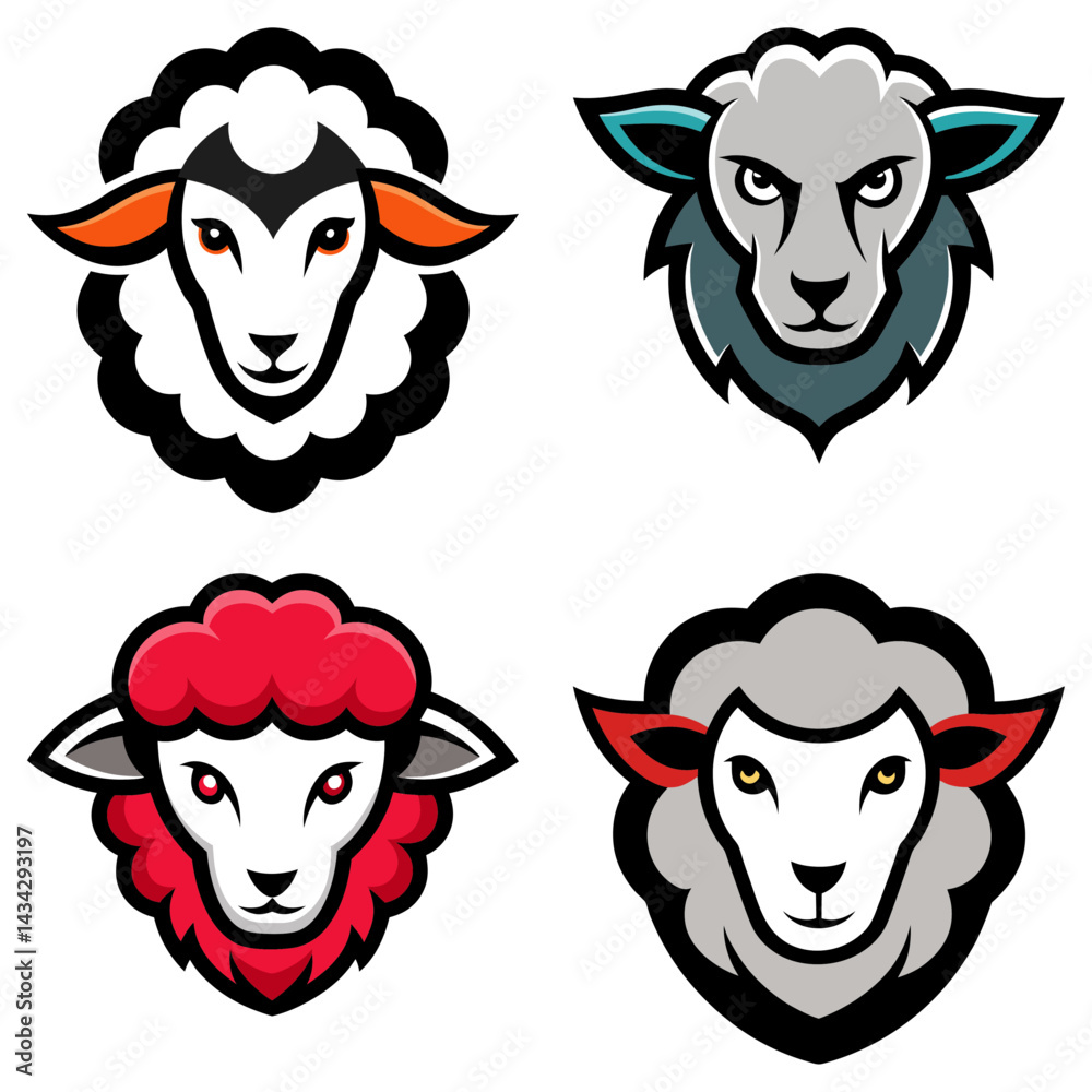 Naklejka premium Sheep head mascot logo design vector