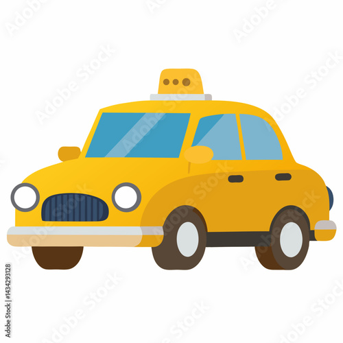 Isolated Yellow Taxi Cab Vector Illustration On White Background
