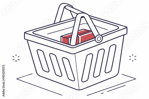 Minimal Shopping Basket with Vertical Lines