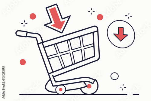 Minimal Shopping Cart with Down Arrow