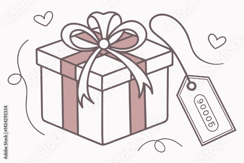 Neat Gift Wrap Box with Ribbon and Pattern