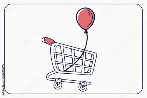 Neat Icon of Small Shopping Cart with Floating Symbol  