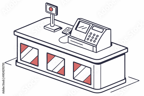 Simple Icon of Shop Counter with Cash Register  