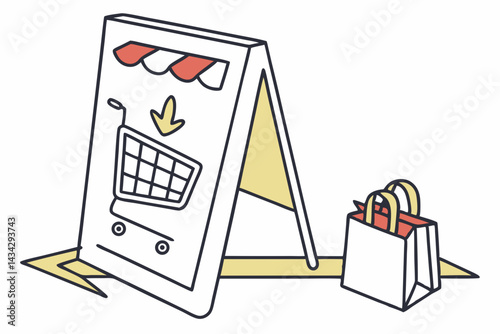 Simple Icon of Shopping Guide Board or Aisle Sign  