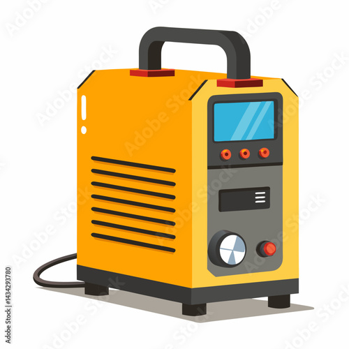 Welding Machine Vector Illustration With Spark And Control Box Isolated