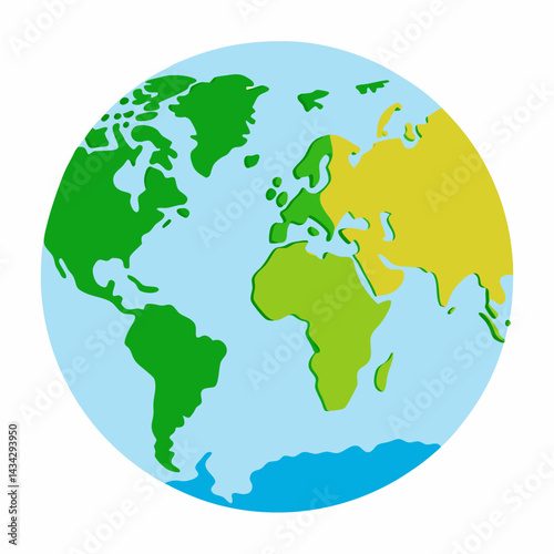 Global Map Highlighting World Regions And Countries With A Teal Shade