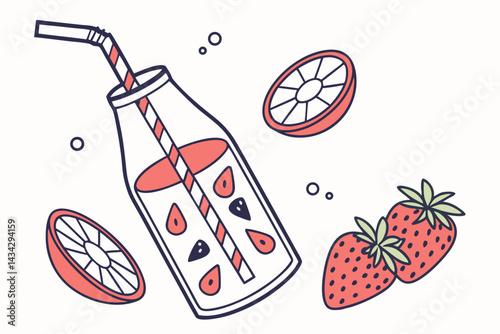 fruit juice bottle with straw icon