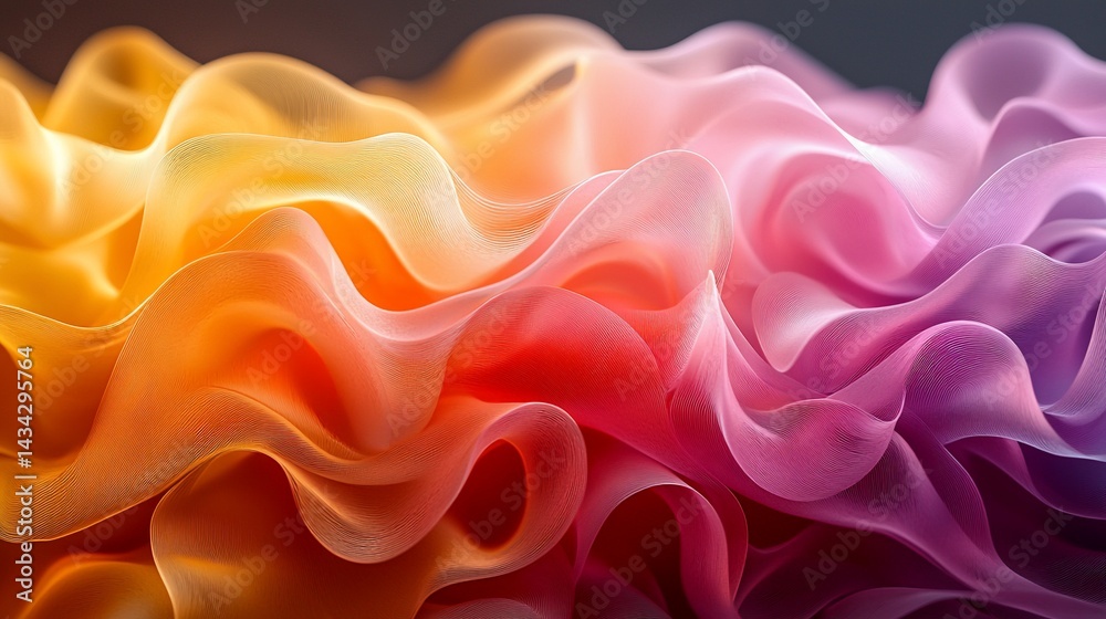 Colorful fabric waves, close-up texture, studio shot, abstract background, design element Colorful fabric waves, close-up texture, studio shot, abstract background, design element
