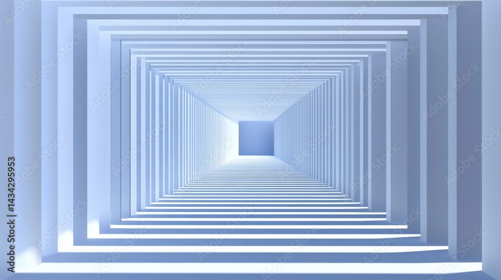 Obraz premium Abstract Light Blue Tunnel Perspective