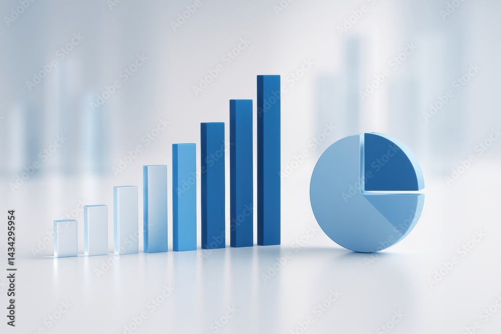© Thitiporn - Blue Growth Chart: A visually compelling abstract image of a blue bar chart and a pie chart, representing growth and data analysis. The image is stylized and can represent concepts of success. © Thitiporn - Blue Growth Chart: A visually compelling abstract image of a blue bar chart and a pie chart, representing growth and data analysis. The image is stylized and can represent concepts of success.