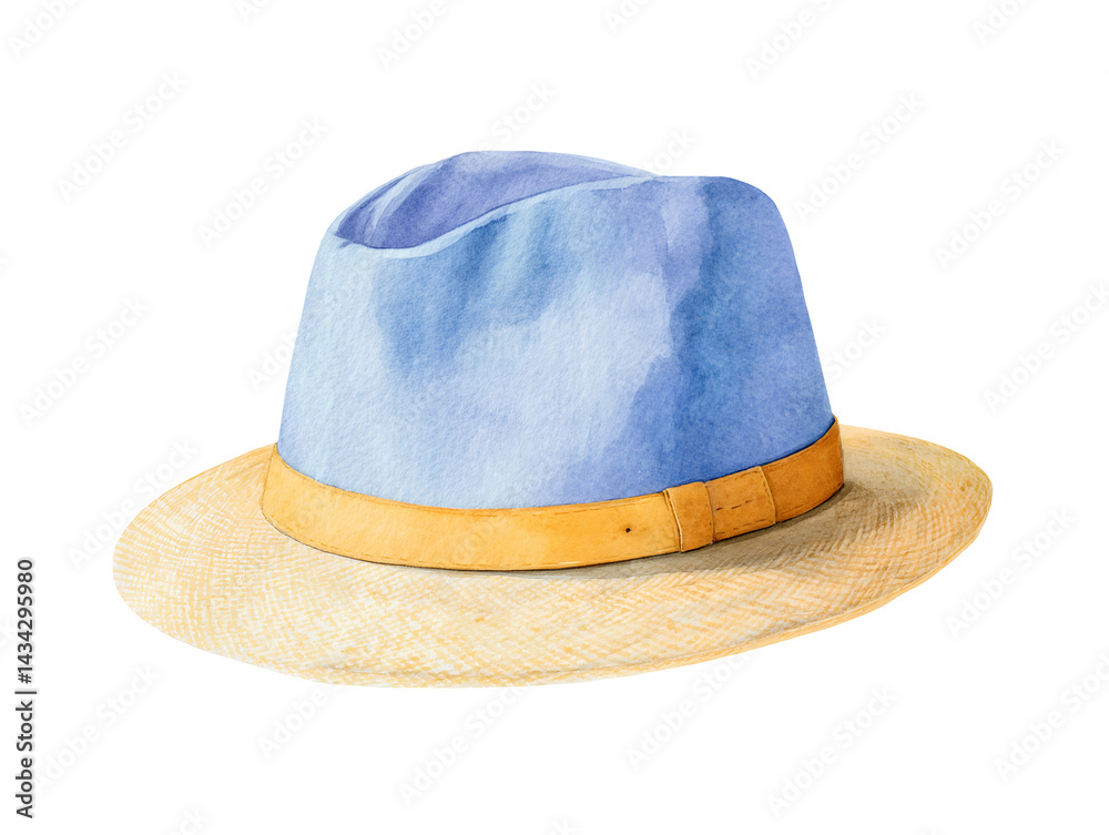 A hat with a blue and yellow trim
