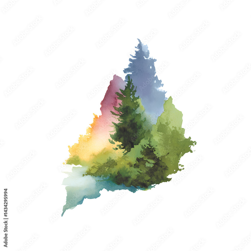 A painting of a forest