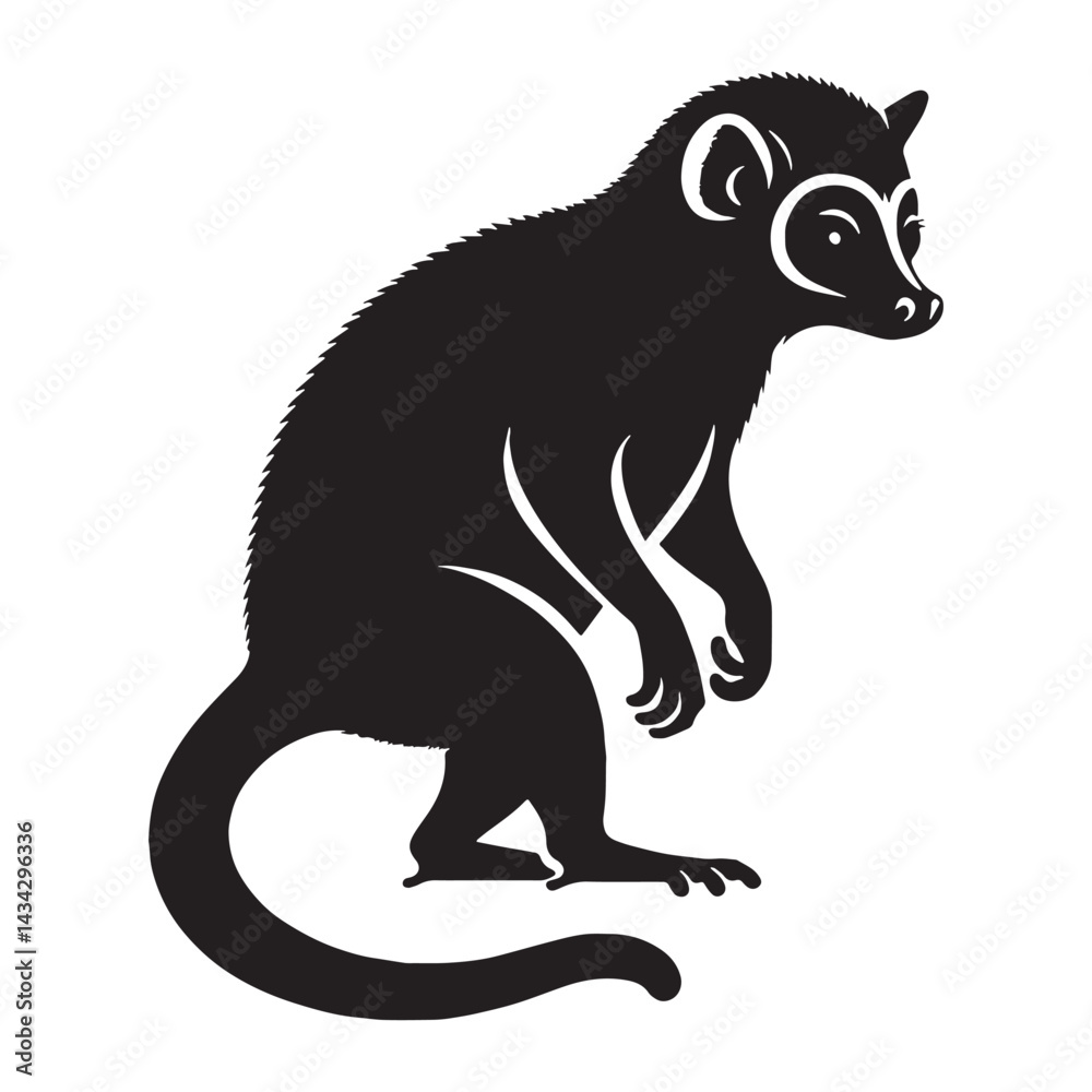 Fototapeta premium Simplified aye-aye silhouette vector with crisp lines for modern digital and print designs – aye-aye silhouette – aye-aye vector – aye-aye illustration – silhouette of aye-aye