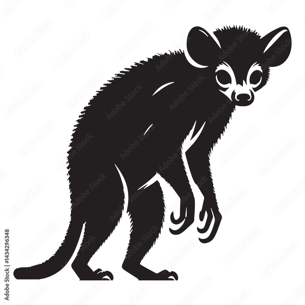 Obraz premium High-quality aye-aye silhouette vector for digital designs, branding, and professional logo applications – aye-aye silhouette – aye-aye vector – aye-aye illustration – silhouette of aye-aye