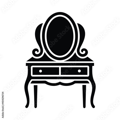 vanity table icon silhouette vector illustration