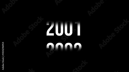 Year 1980 to 2003 transition in black background