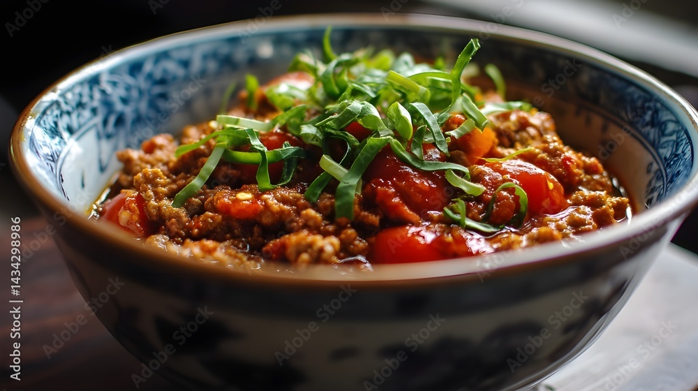 Ground Pork with Tomatoes and Green Onions
, A bowl of ground pork cooked with tomatoes, topped with fresh green onions for a savory and flavorful dish.
Ground Pork with Tomatoes and Green Onions
, A bowl of ground pork cooked with tomatoes, topped with fresh green onions for a savory and flavorful dish.