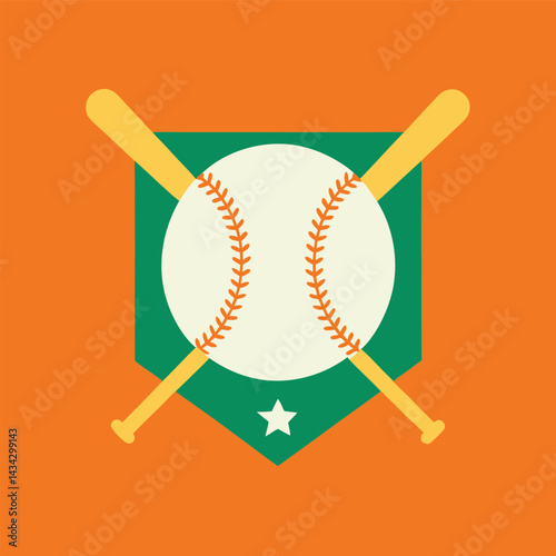 Baseball Emblem Design with Bats and Ball