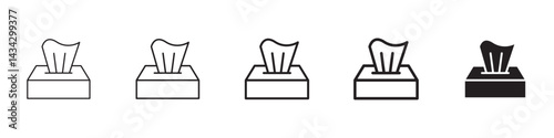 Box tissue icons in black outline, solid and colored style