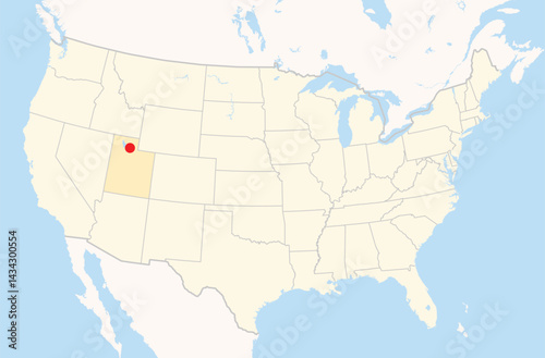 Location Map of the city Layton in Utah, USA. The state is marked orange and the city is highlighted with a red dot. No labels at all.