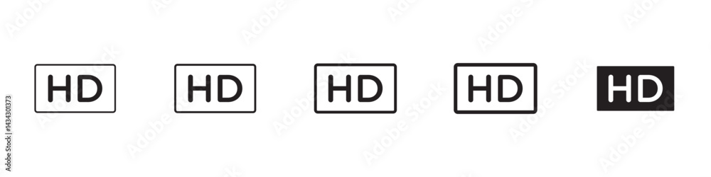 High definition icons in black outline, solid and colored style High definition icons in black outline, solid and colored style