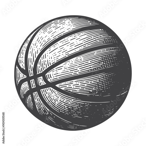 Vintage Hand-Drawn Basketball Illustration – Sports Engraved Style Vector for T-Shirts, Posters, Stickers, and Athletic Apparel