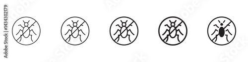 No Bug icons in black outline, solid and colored style