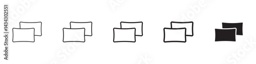 pillow icons in black outline, solid and colored style