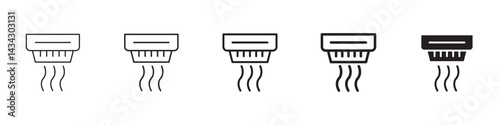 Sensor smoke icons in black outline, solid and colored style