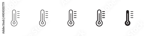 Temperature icons in black outline, solid and colored style