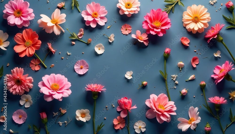 custom made wallpaper toronto digitalScattered single blooms, minimalist style, muted tones, soft, simple floral