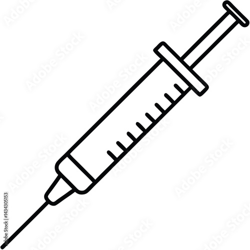Syringe line art vector isolated on white background 