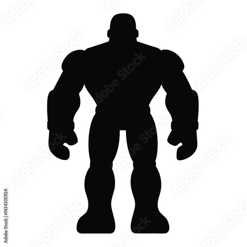Silhouette of a Muscular Superhero Character with Bulky Shoulders and Legs