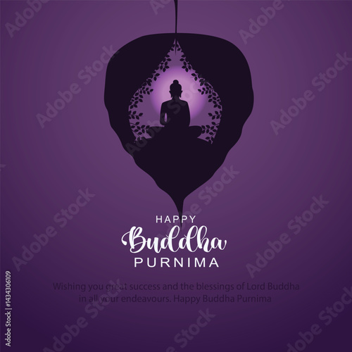 Happy Vesak Day, Buddha Purnima wishes greetings with buddha. Can be used for poster, banner, logo, background, greetings, print design. abstract illustration design.
