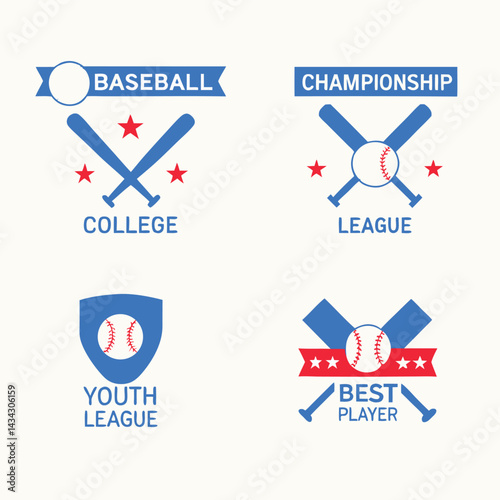 Baseball League Championship Logos Graphic Design