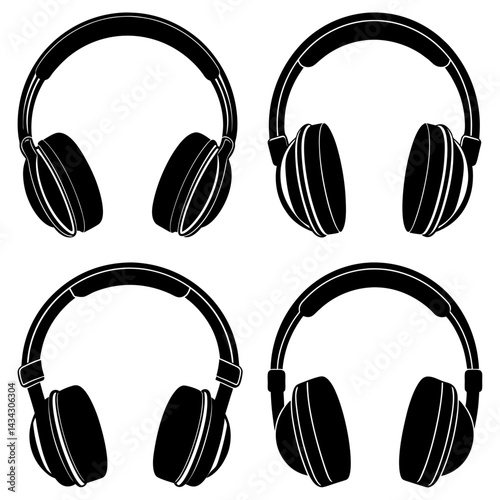 Headphones silhouette vector