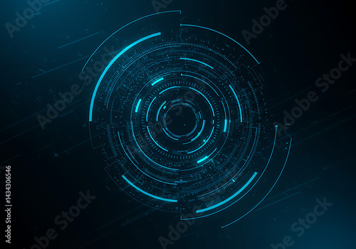 Abstract Blue Digital Circle: Futuristic Tech Background