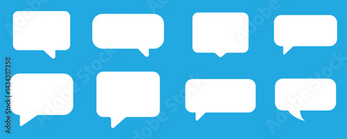 Collection of Speech Bubbles Pattern shape vector on soft blue background. 