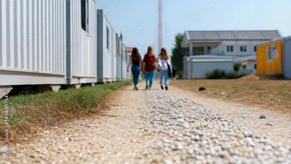 Exploration of Gravel Path Individuals Embrace Community and Outdoor Adventures Amid Temporary Structures Exploration of Gravel Path Individuals Embrace Community and Outdoor Adventures Amid Temporary Structures