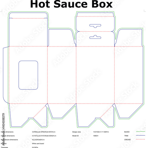 Hot Sauce Packaging Box Die Cut Template For Cardboard Product Packaging Design