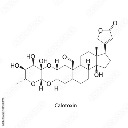 Calotoxin skeletal structure. Steroid compound schematic illustration. Simple diagram, chemical formula.