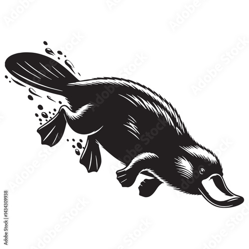 Editable platypus silhouette vector engineered for EPS and AI compatibility – platypus silhouette – platypus vector – platypus illustration – silhouette of platypus

