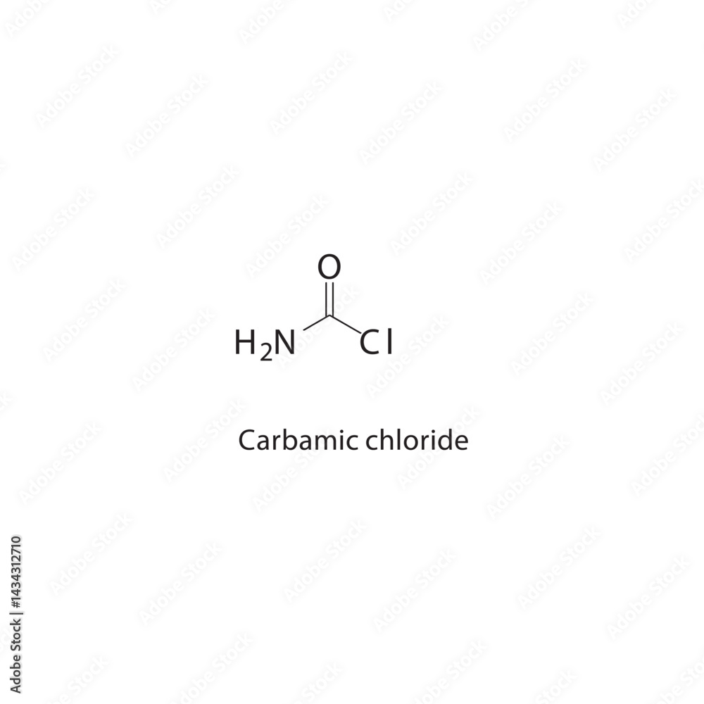 Carbamic chloride skeletal structure. Carbamate compound schematic illustration. Simple diagram, chemical formula. Carbamic chloride skeletal structure. Carbamate compound schematic illustration. Simple diagram, chemical formula.